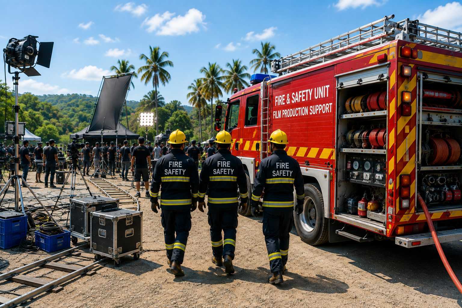On-set safety checklist, helmet, goggles, radio and gloves