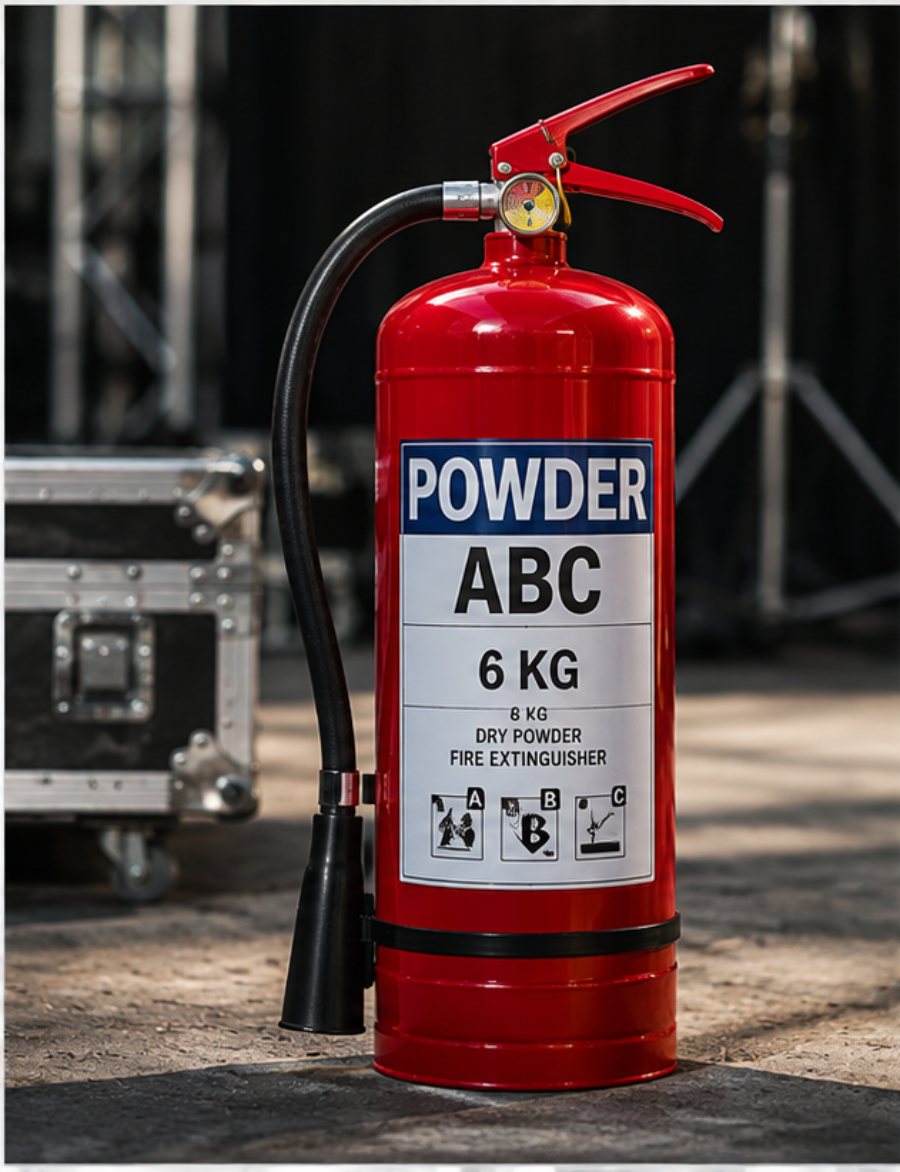 6 kg ABC dry powder fire extinguisher on a film set